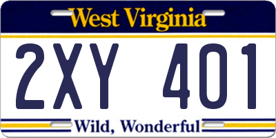 WV license plate 2XY401