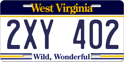 WV license plate 2XY402