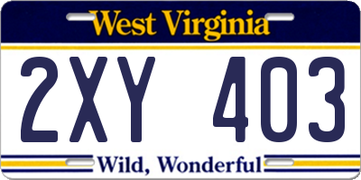 WV license plate 2XY403
