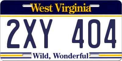 WV license plate 2XY404