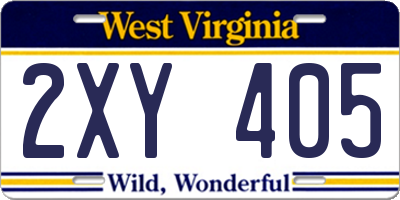 WV license plate 2XY405