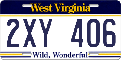 WV license plate 2XY406