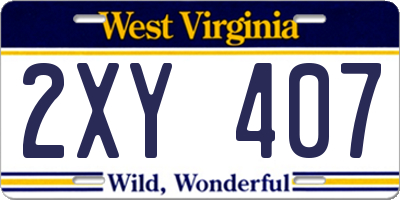 WV license plate 2XY407