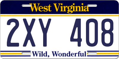 WV license plate 2XY408