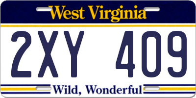 WV license plate 2XY409
