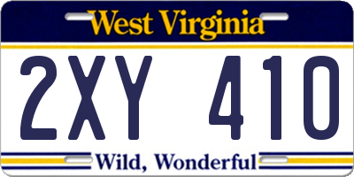 WV license plate 2XY410