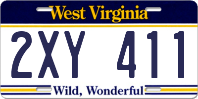 WV license plate 2XY411