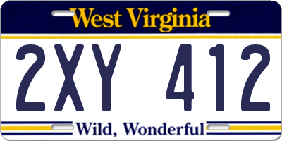 WV license plate 2XY412