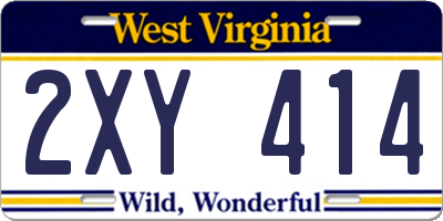 WV license plate 2XY414