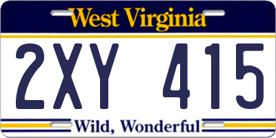 WV license plate 2XY415