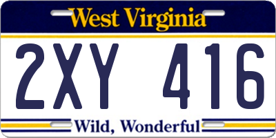 WV license plate 2XY416