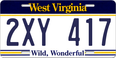 WV license plate 2XY417