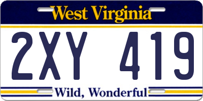 WV license plate 2XY419