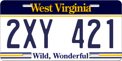 WV license plate 2XY421