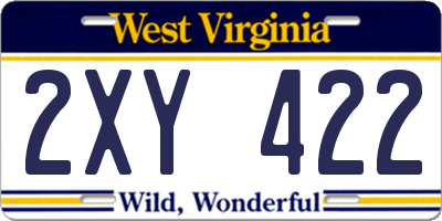 WV license plate 2XY422