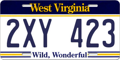 WV license plate 2XY423