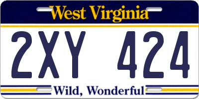 WV license plate 2XY424