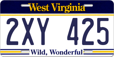 WV license plate 2XY425