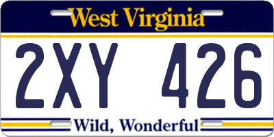 WV license plate 2XY426