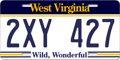 WV license plate 2XY427