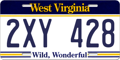 WV license plate 2XY428