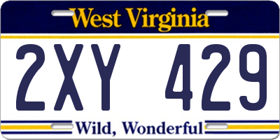 WV license plate 2XY429