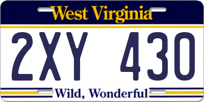 WV license plate 2XY430