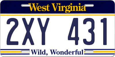 WV license plate 2XY431