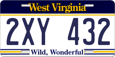 WV license plate 2XY432