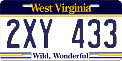 WV license plate 2XY433