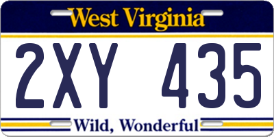 WV license plate 2XY435