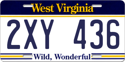 WV license plate 2XY436