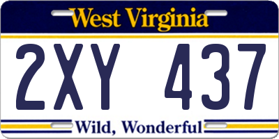 WV license plate 2XY437