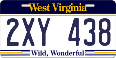 WV license plate 2XY438