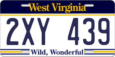 WV license plate 2XY439