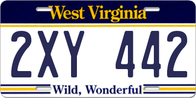 WV license plate 2XY442