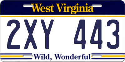 WV license plate 2XY443