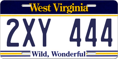 WV license plate 2XY444
