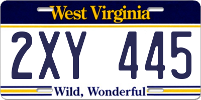 WV license plate 2XY445
