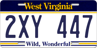 WV license plate 2XY447