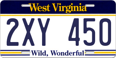 WV license plate 2XY450
