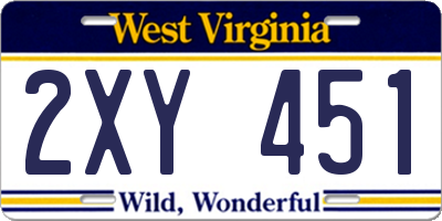 WV license plate 2XY451