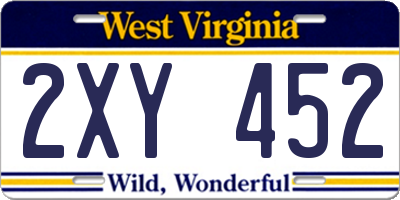 WV license plate 2XY452