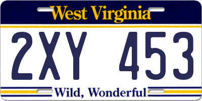 WV license plate 2XY453