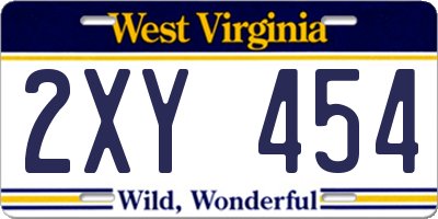 WV license plate 2XY454