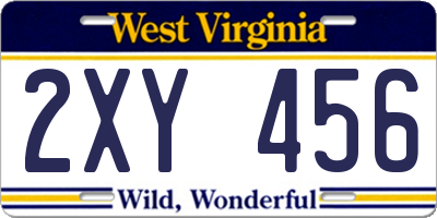 WV license plate 2XY456