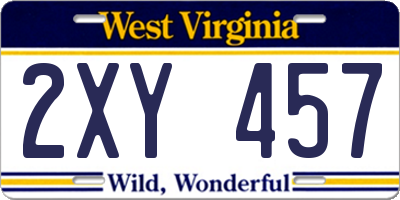 WV license plate 2XY457