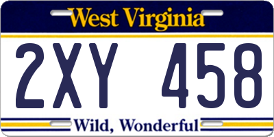 WV license plate 2XY458
