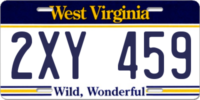 WV license plate 2XY459
