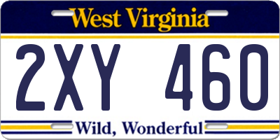 WV license plate 2XY460